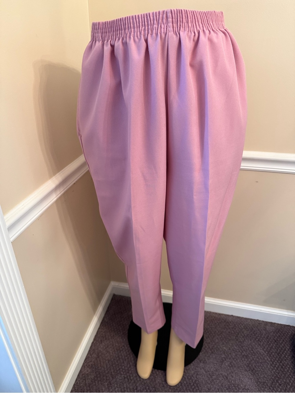 BonWorth Light Pink Elastic Waist Tapered Trousers